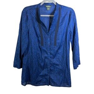 Eddie Bauer 3/4 Sleeve Button Blouse Size M